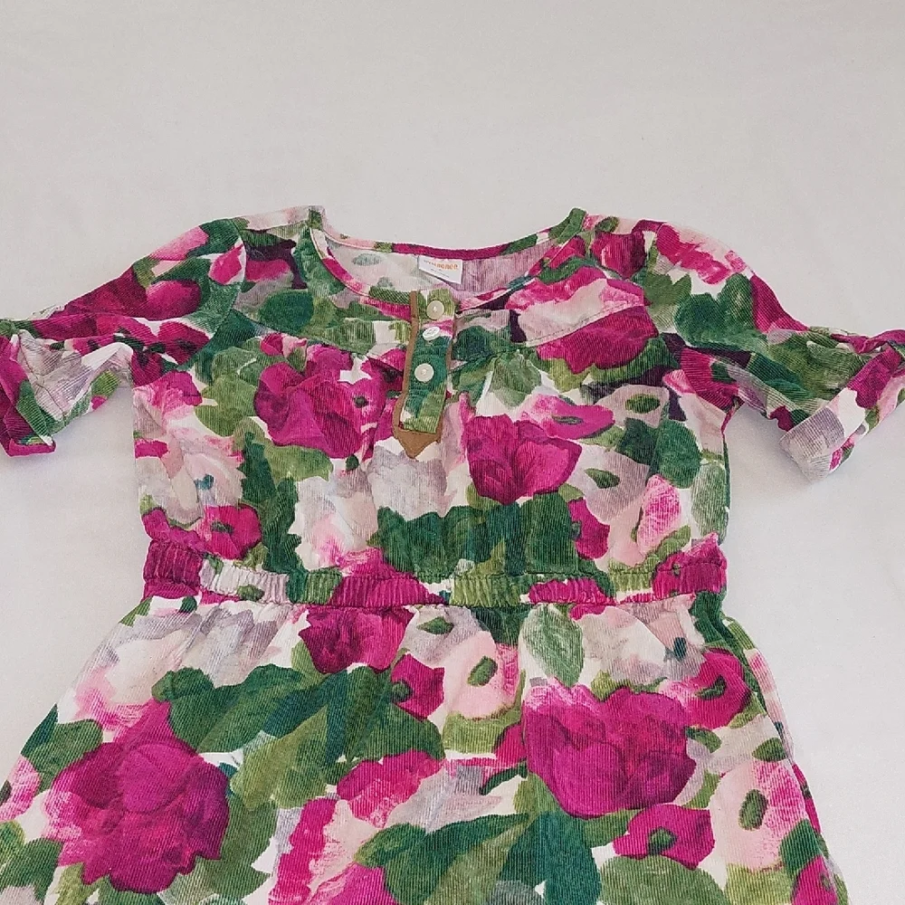 Gymboree Corduroy Floral Dress with Pink and Green Size 5
